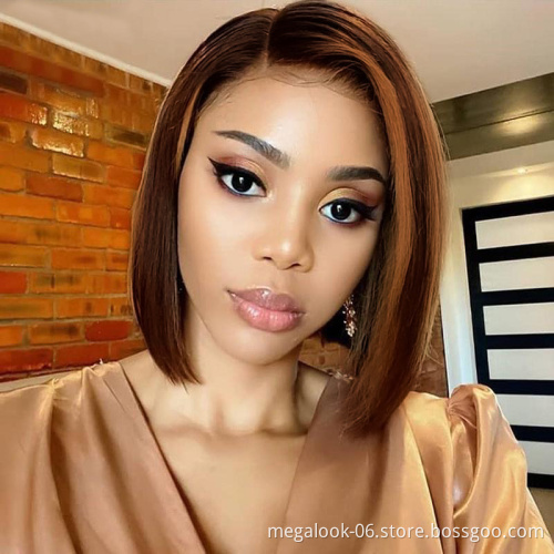 Wholesale 150% 180% Density Piano Bob Ombre Brown Highlight 13*4 Lace Front Human hair Wig For Black Women